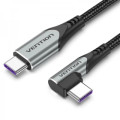 Vention Дата кабель USB 2.0 C Male Right Angle to C Male 5A Cable 1M Gray Aluminum Alloy Type VENTION (TAKHF)