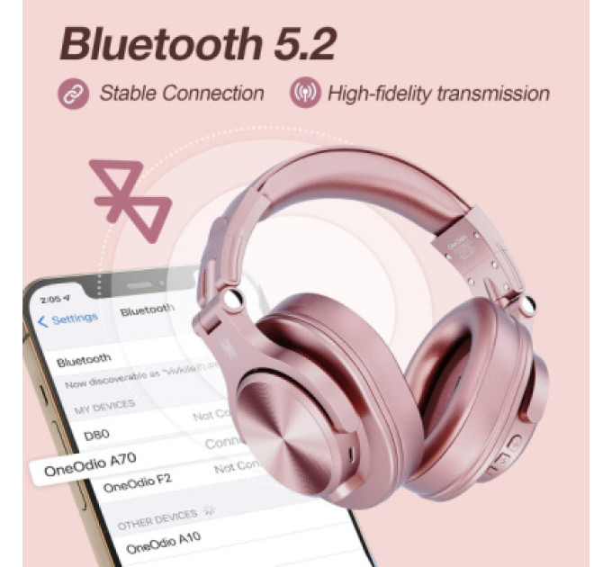 OneOdio Навушники OneOdio Fusion A70 Bluetooth+3,5мм/6,35мм Rose/Gold (A70 Rose Gold)