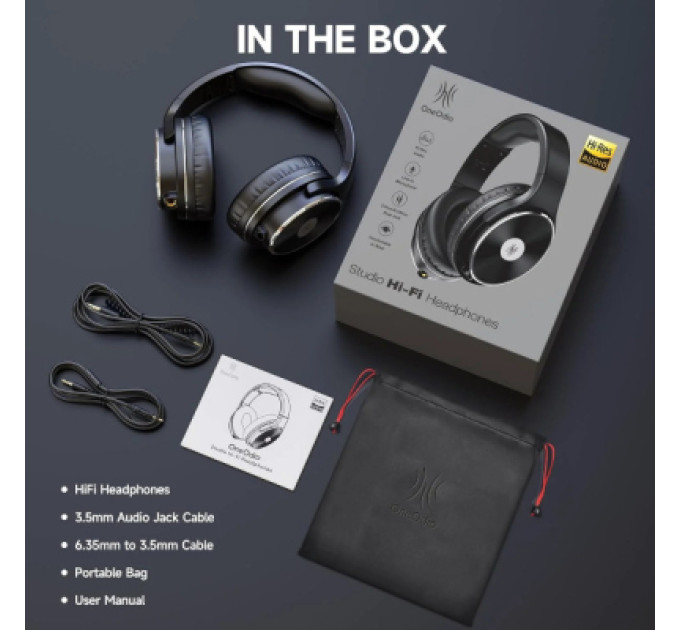 OneOdio Навушники OneOdio Studio Hifi 3,5мм/6,35мм Black (Studio Hifi Black)