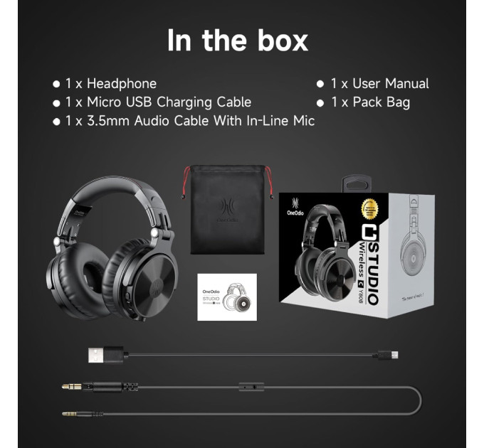 OneOdio Навушники OneOdio Studio Pro C Bluetooth+3,5мм Black (Pro C Black)
