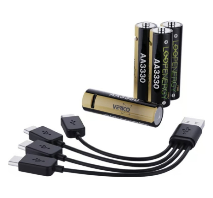 Verico Акумулятор Verico AA USB Type-C 2220mAh/3330mWh-1.5V Li-ion 4шт./уп. (Loop Energy PRO) (1UDBT-A6WEAC-NN)