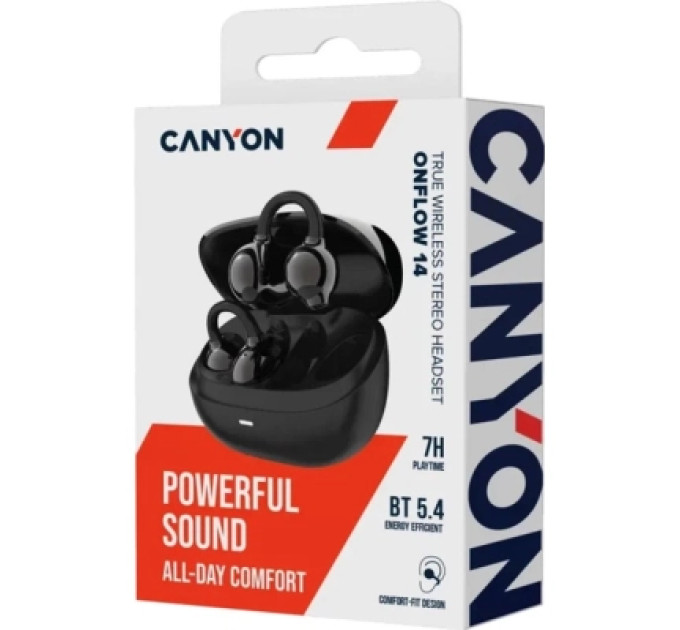 Canyon Навушники Canyon OWS Ear Clips OnFlow 14 Black (CNS-TWS14B)