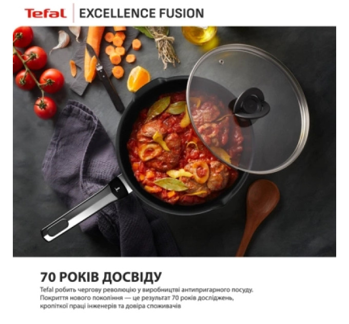 Tefal Сковорода Tefal Excellence Fusion з кришкою 24см чорний (G3388402)