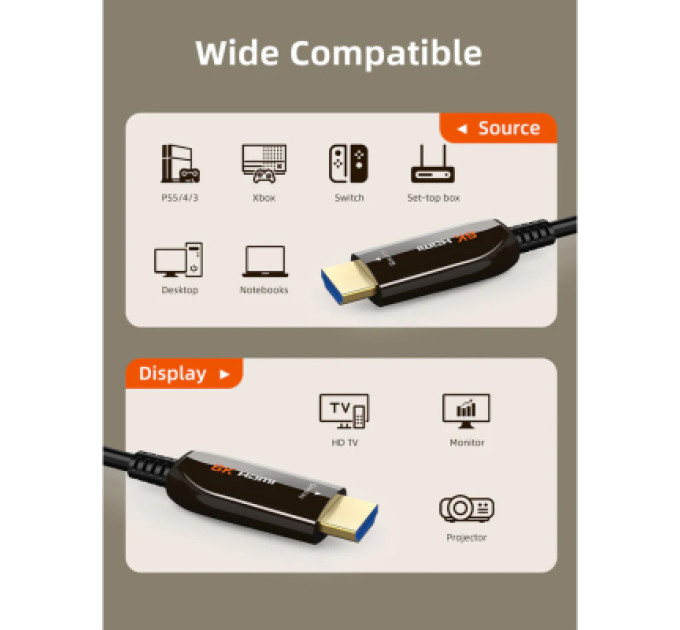 Кабель мультимедійний HDMI to HDMI 50.0m v2.1 AOC Cabletime (CA914036)