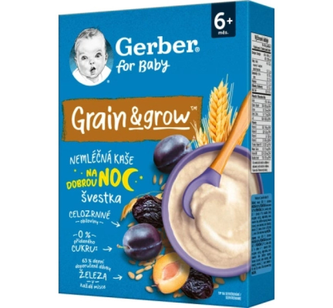 Дитяча каша Gerber Безмолочна вівсяно-пшенична з чорносливом з 6 місяців 200 г (1100428)