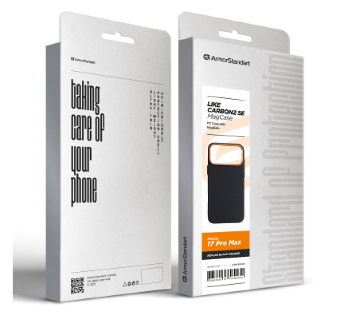 Чохол до мобільного телефона Armorstandart LikeCarbon2 SE MagCase Apple iPhone 17 Pro Max Kevlar Black Orange (ARM89165)