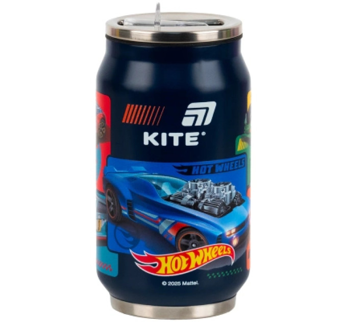Поїльник-непроливайка Kite Hot Wheels термочашка з трубочкою, 350 мл (HW25-1263)