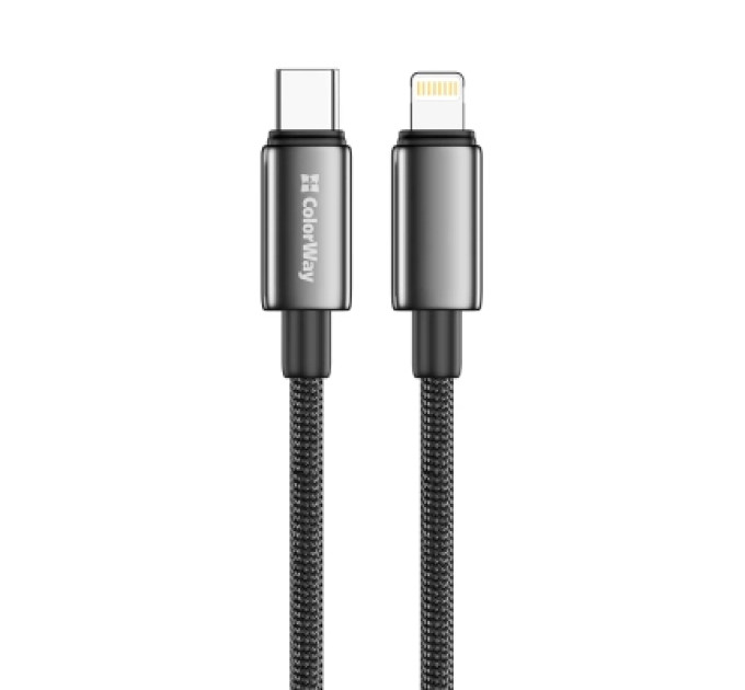 Дата кабель USB-C to Lightning 2.0m PD30W zinc alloy braided black ColorWay (CW-CBPDCL099-BK)