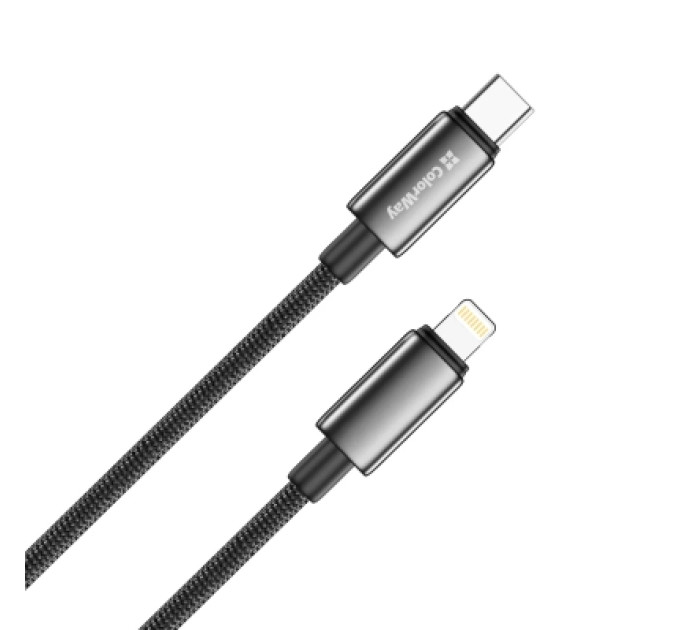 Дата кабель USB-C to Lightning 2.0m PD30W zinc alloy braided black ColorWay (CW-CBPDCL099-BK)