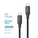 Дата кабель USB-C to USB-C 1.0m 3A 60W TPE embossed black ColorWay (CW-CBPDCC101-BK)