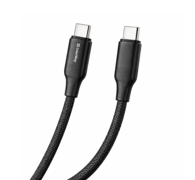 Дата кабель USB-C to USB-C 1.0m 3A 60W TPE embossed black ColorWay (CW-CBPDCC101-BK)