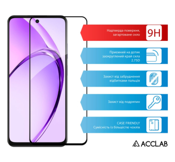 ACCLAB Скло захисне ACCLAB Full Glue Oppo A3 5G Black (1283126598876)