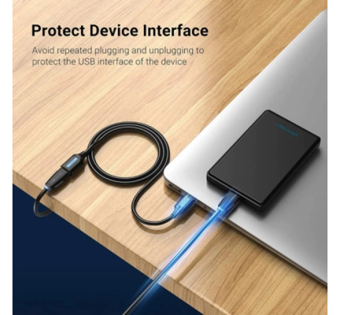 Дата кабель USB 2.0 AM/AF 2.0m black Vention (CBIBH)