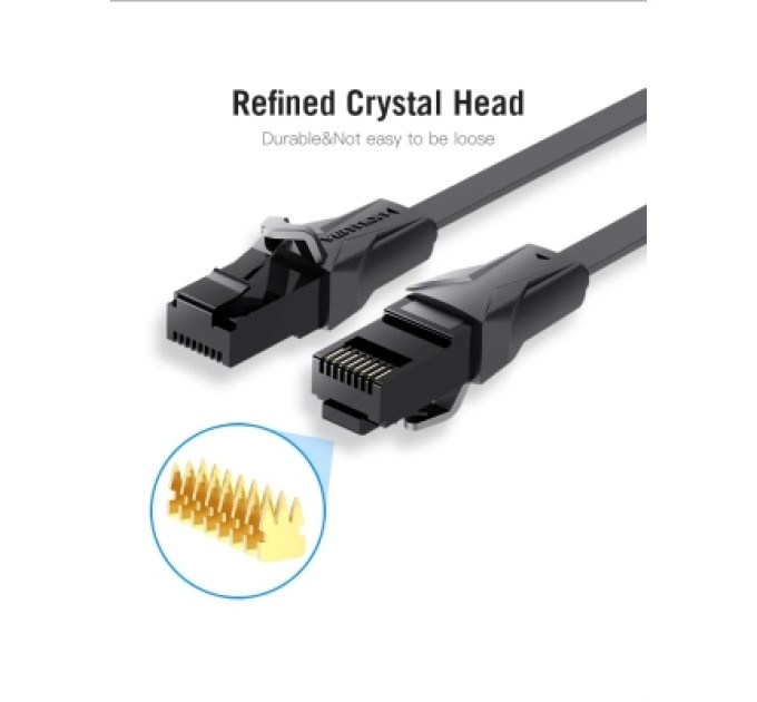 Патч-корд Flat Cat.6 UTP Patch Cable 0.75M Black VENTION (IBABE)