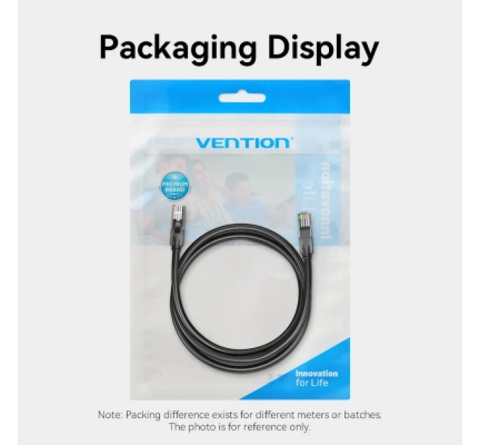 Патч-корд Flat Cat.6 UTP Patch Cable 1M Black VENTION (IBABF)
