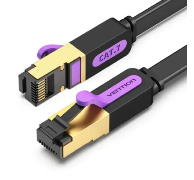 Патч-корд Flat Cat.7 Patch Cable 0.5M Black VENTION (ICABD)