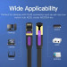 Патч-корд Flat Cat.7 Patch Cable 0.5M Black VENTION (ICABD)