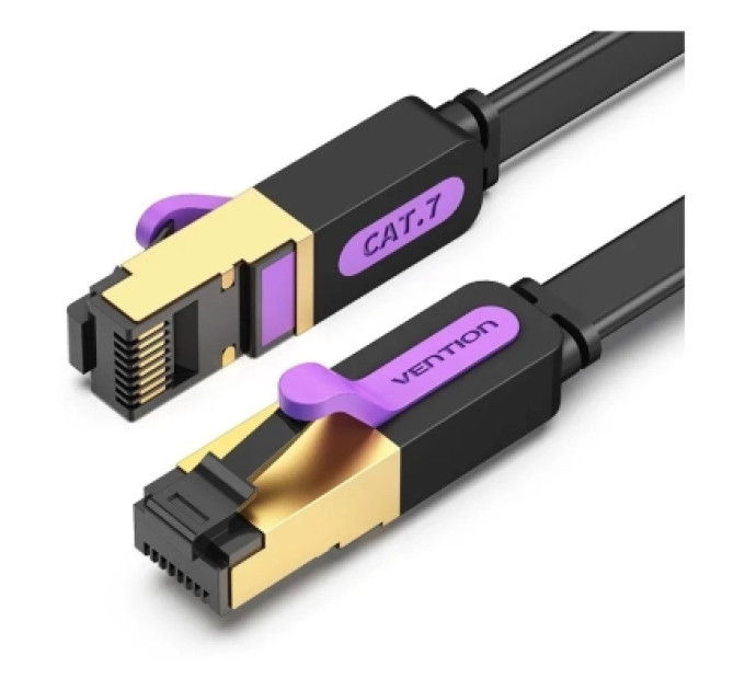 Патч-корд Flat Cat.7 Patch Cable 1M Black VENTION (ICABF)