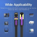 Патч-корд Flat Cat.7 Patch Cable 1M Black VENTION (ICABF)