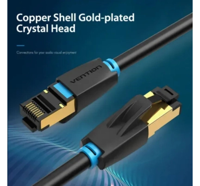 Патч-корд Cat.8 SFTP Patch Cable 0.5M Black VENTION (IKABD)