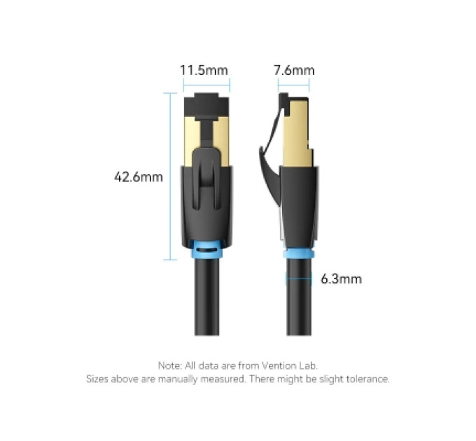 Патч-корд Cat.8 SFTP Patch Cable 1M Black VENTION (IKABF)