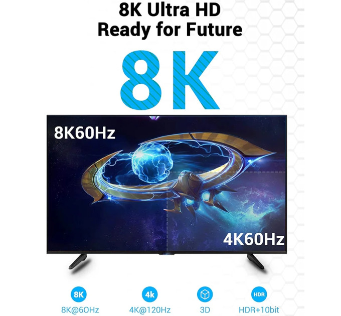 Vention Кабель мультимедійний HDMI Male to Male 8K HD Cable 10M Black VENTION (AANBL)