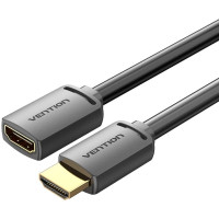Кабель мультимедійний HDMI-A Male to HDMI-A Female 4K HD Cable PVC Type 1M Black VENTION (AHCBF)