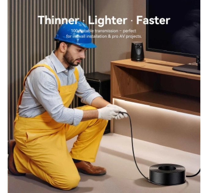 Кабель мультимедійний 4K Fiber Optic HDMI Male to Male Cable 20M Black Zinc Alloy Type VENTION (ALSBQ)