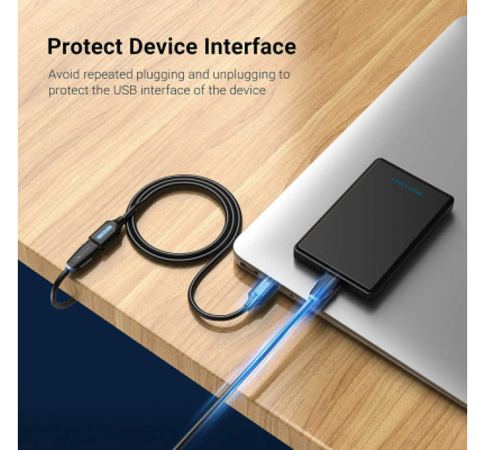 Vention Дата кабель USB 3.0 A Male to A Female Extension Cable 0.5M black PVC Type VENTION (CBHBD)