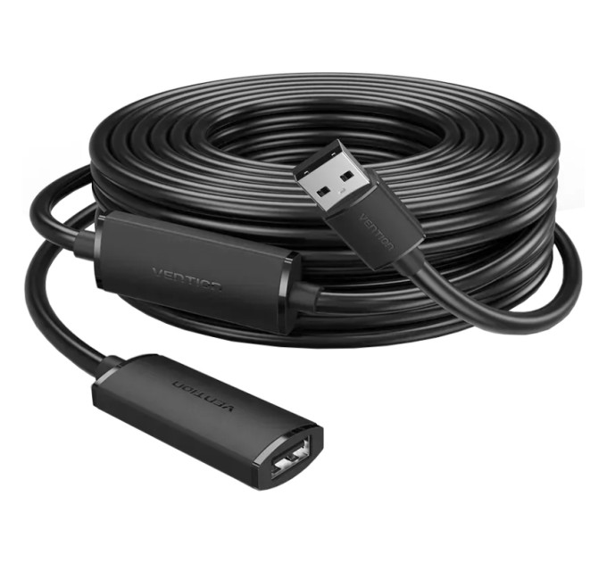 Vention Дата кабель USB 2.0 Type-A Male to Type-A Female Active Extension Cable 10M Black VENTION (CBKBL)