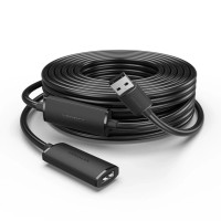 Дата кабель USB 2.0 Type-A Male to Type-A Female Active Extension Cable 10M Black VENTION (CBKBL)