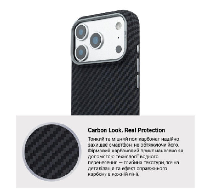 Чохол до мобільного телефона Armorstandart LikeCarbon2 MagCase Apple iPhone 17 Pro Carbon Black (ARM86258)