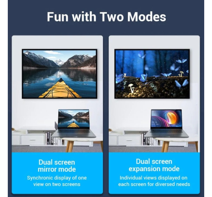 Vention Перехідник HDMI F to HDMI M 270° 4K 60Hz PVC Vention (AINB0)