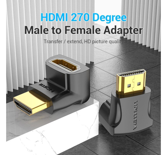 Vention Перехідник HDMI F to HDMI M 270° 4K 60Hz PVC Vention (AINB0)