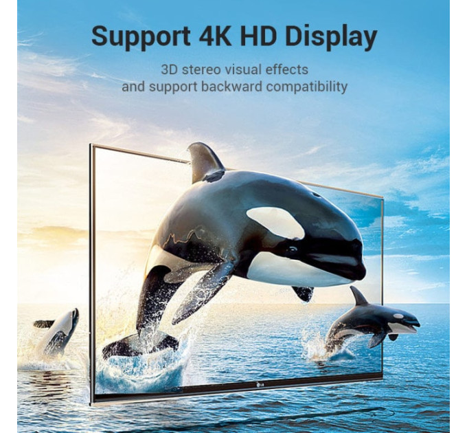 Vention Перехідник HDMI F to HDMI M 270° 4K 60Hz PVC Vention (AINB0)