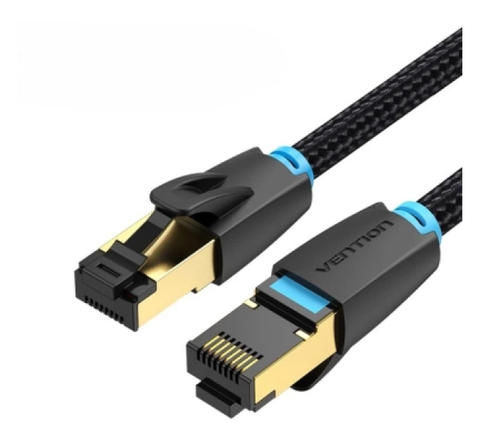 Патч-корд Cotton Braided Cat.8 SFTP Patch Cable 2M Black Vention (IKGBH)