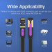 Патч-корд Flat Cat.7 Patch Cable 15M Black Vention (ICABN)