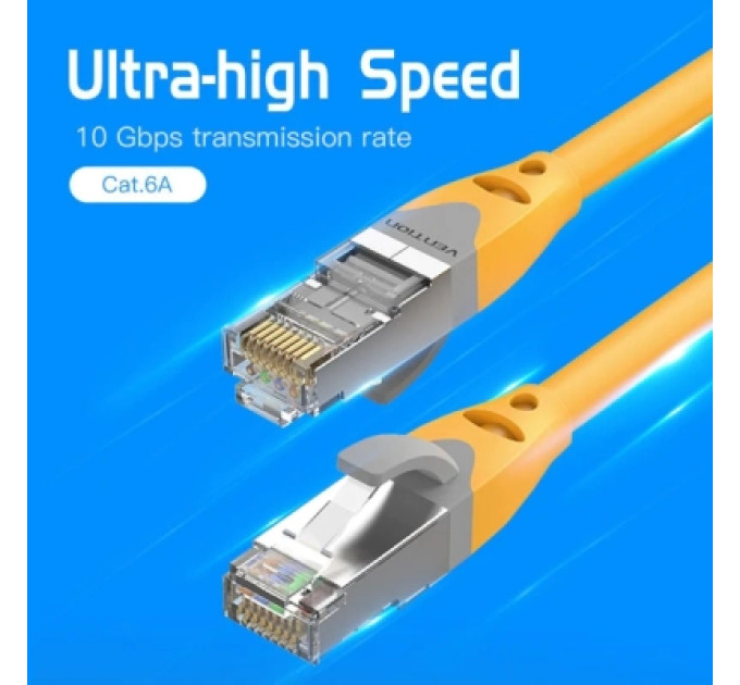 Патч-корд Cat.6A SFTP Patch Cable 1M Yellow Vention (IBHYF)