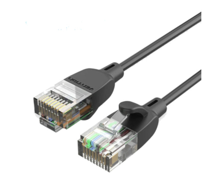 Патч-корд Cat.6A UTP Patch Cable 1M Black Slim Type Vention (IBIBF)