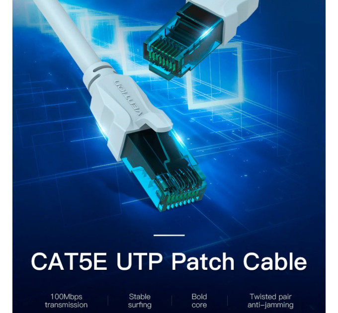 Vention Патч-корд Cat.5E UTP Patch Cable 1M Blue Vention (VAP-A10-S100)