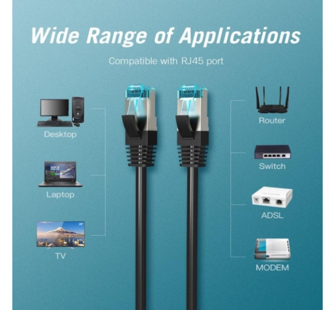 Vention Патч-корд Cat.5E FTP Patch Cable 2M Black Vention (VAP-B05-B200)