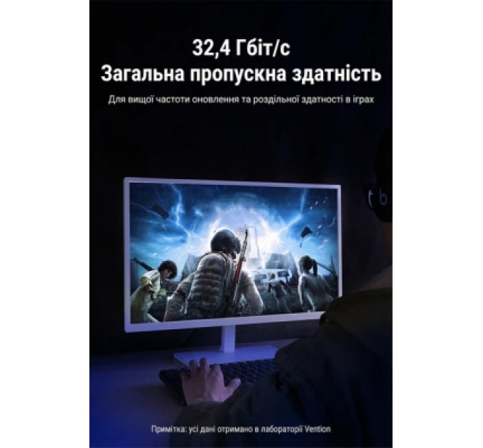 Кабель мультимедійний Cotton Braided DP Male to Male HD Cable 8K 1M Blue Aluminum Alloy Type Vention (HCELF)