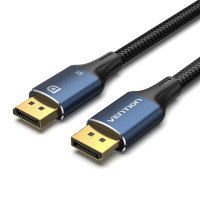 Кабель мультимедійний Cotton Braided DP Male to Male HD Cable 8K 1M Blue Aluminum Alloy Type Vention (HCELF)