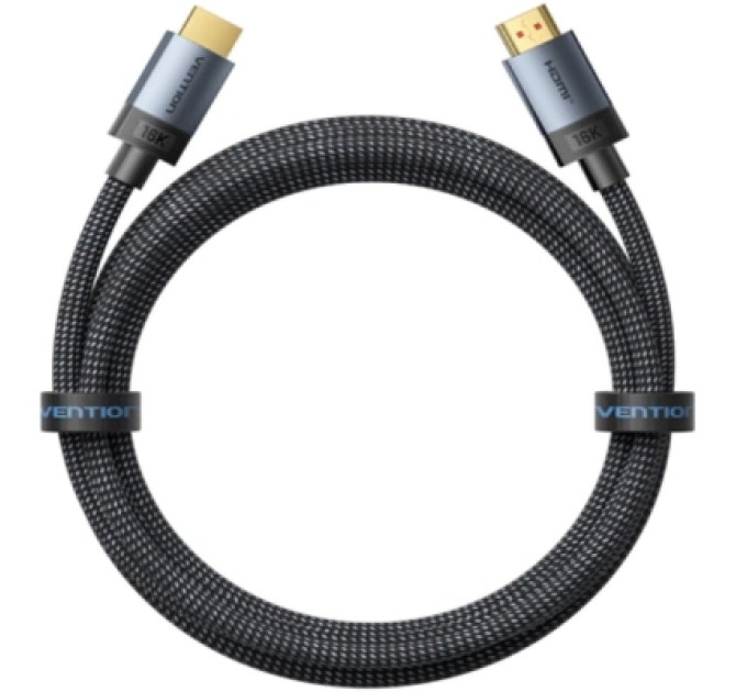 Кабель мультимедійний Fabric Braided HDMI-A Male to Male HD Cable 16K 2M Gray Vention (ALVHH)