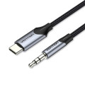 Кабель мультимедійний USB-C Male to 3.5MM Male Cable 1M Gray Aluminum Alloy Type Vention (BGKHF)