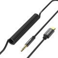 Кабель мультимедійний Type-C to 3.5mm Male Spring Audio Cable 1M Black Metal Type Vention (BGABF)