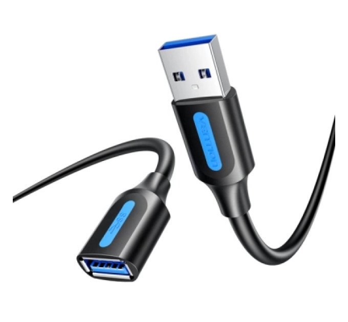 Дата кабель USB 3.2 A Male to A Female Extension Round Cable 1.5M Black PVC Type Vention (CBOBG)