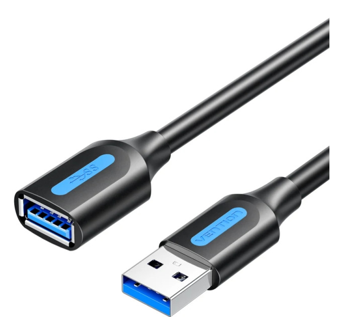 Vention Дата кабель USB 3.2 A Male to A Female Extension Round Cable 1.5M Black PVC Type Vention (CBOBG)