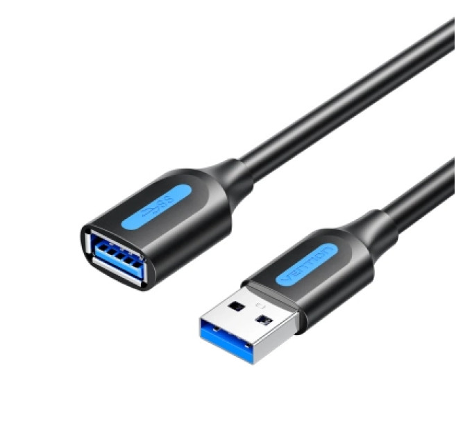Дата кабель USB 3.2 A Male to A Female Extension Round Cable 2M Black PVC Type Vention (CBOBH)