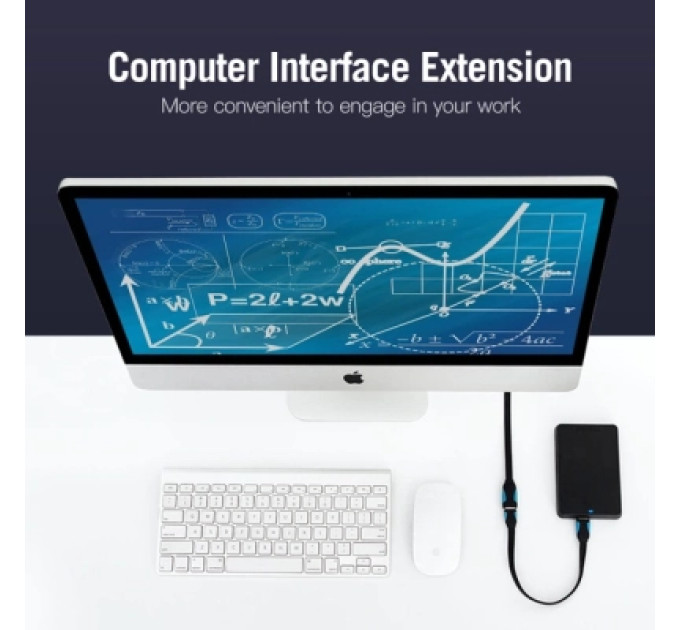 Дата кабель Flat USB3.0 Extension Cable 1M Black Vention (VAS-A13-B100)
